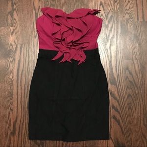 Strapless party dress- pink and black NWOT